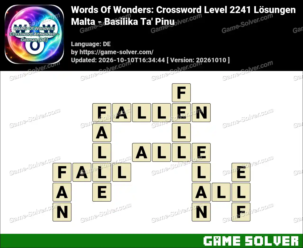 Words Of Wonders: Crossword Level 2241 Lösungen – Malta – Basilika Ta’ Pinu